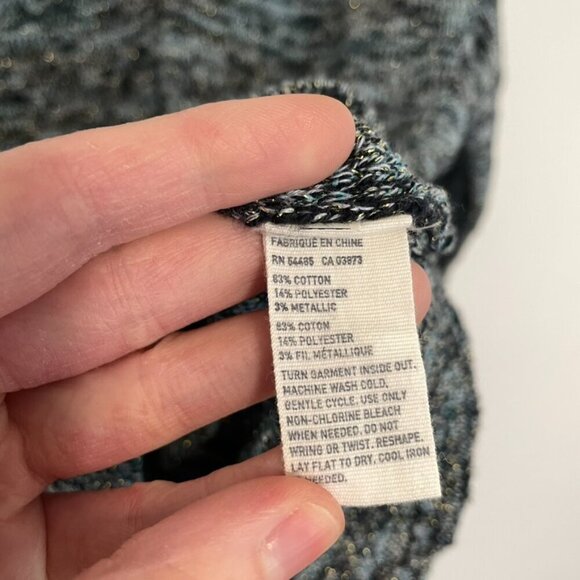 AMERICAN EAGLE Fireside Marled Sweater Blue Navy Blue Gold Metallic Cotton Small - Picture 12 of 16
